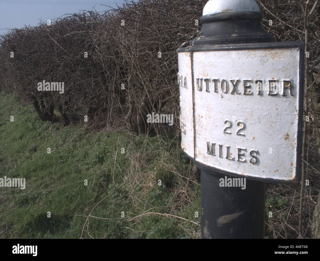 Milage di Uttoxeter sul Caldon Canal Staffordshire Inghilterra Foto Stock