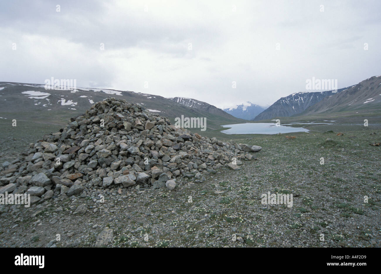 Cairn costruito nel 1390s da soldati di Tamerlane Foto Stock