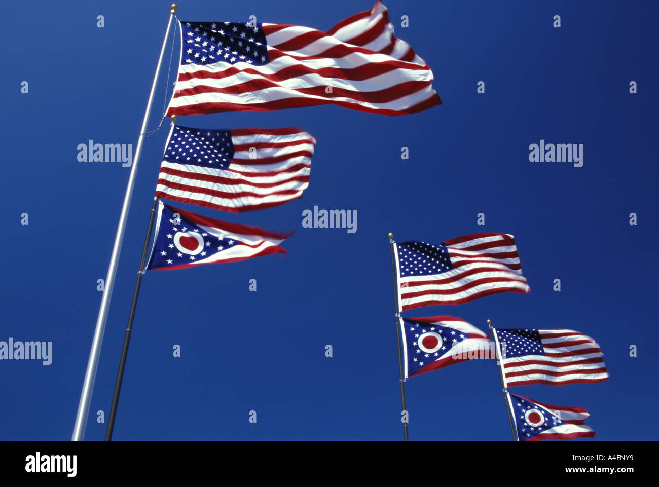 Stati Uniti d'America bandiera con la Ohio State Flag Foto Stock