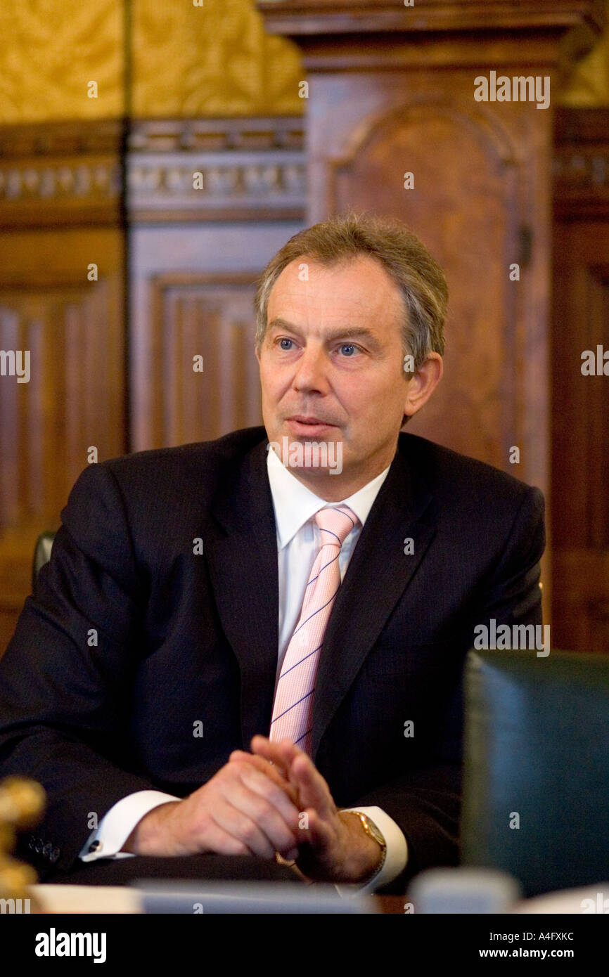 Il primo ministro Tony Blair Conferenza stampa 15 2 2006 House of Commons London Foto Stock