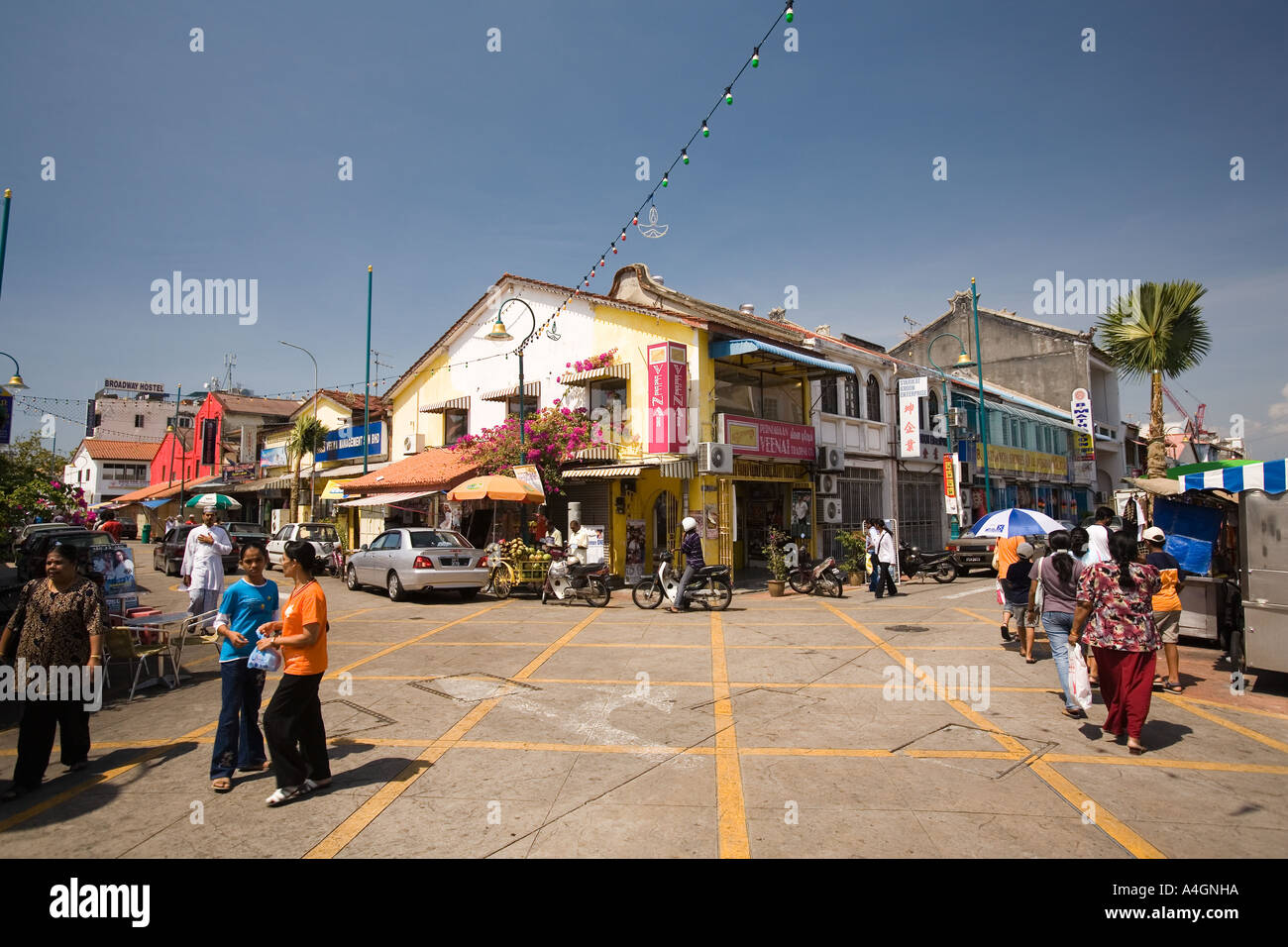 Malaysia Kedah Penang Georgetown Little India Lebuh Pasar junction Foto Stock