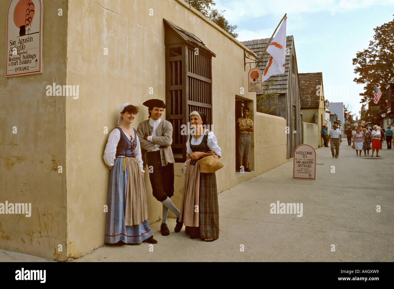 Vista di St George Street nel centro storico di Sant'Agostino Florida USA Foto Stock