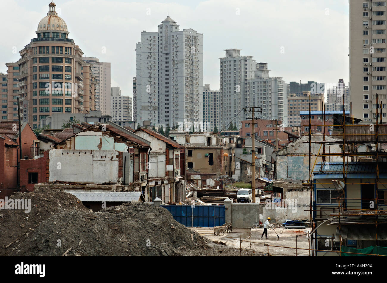 Sito in costruzione, la Città Vecchia, Shanghai, Cina Foto Stock
