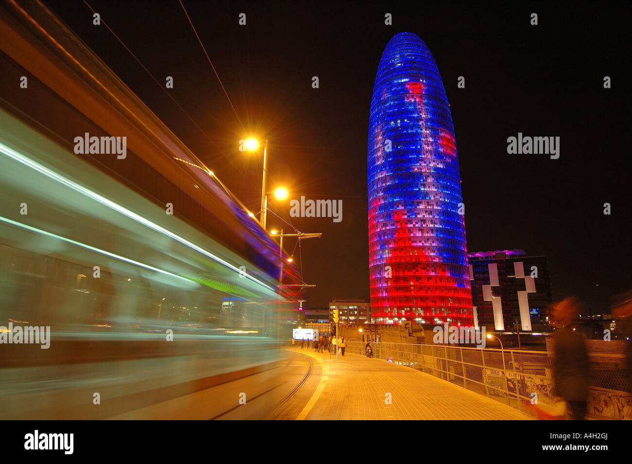 Torre Agbar di Jean Nouvel, Barcellona, in Catalogna, Spagna, Europa Foto Stock