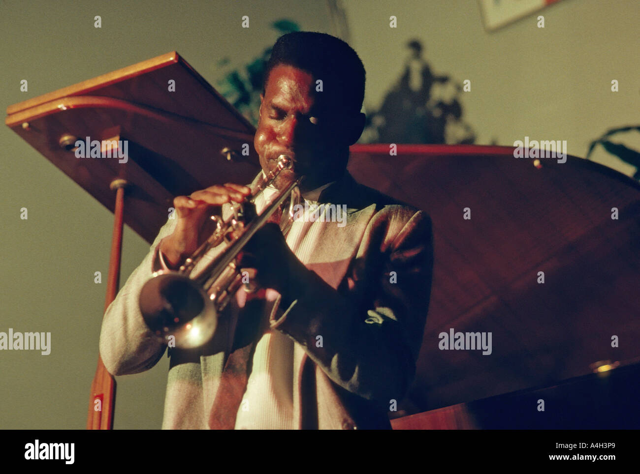 Trombettista Jazz Marcus Printup effettuando in corrispondenza di un club in Florida USA Foto Stock