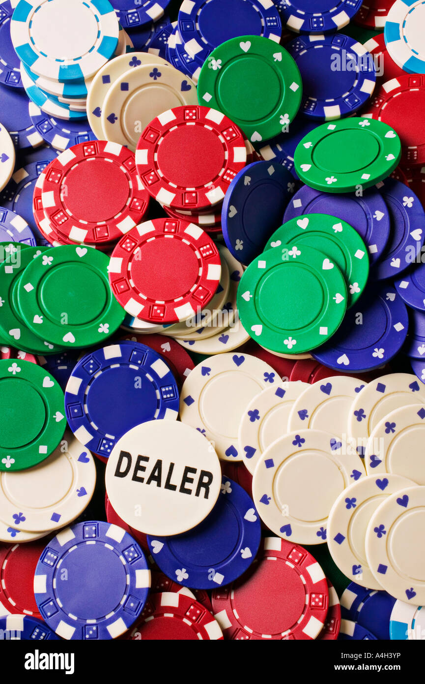 Pila di poker chips Foto Stock