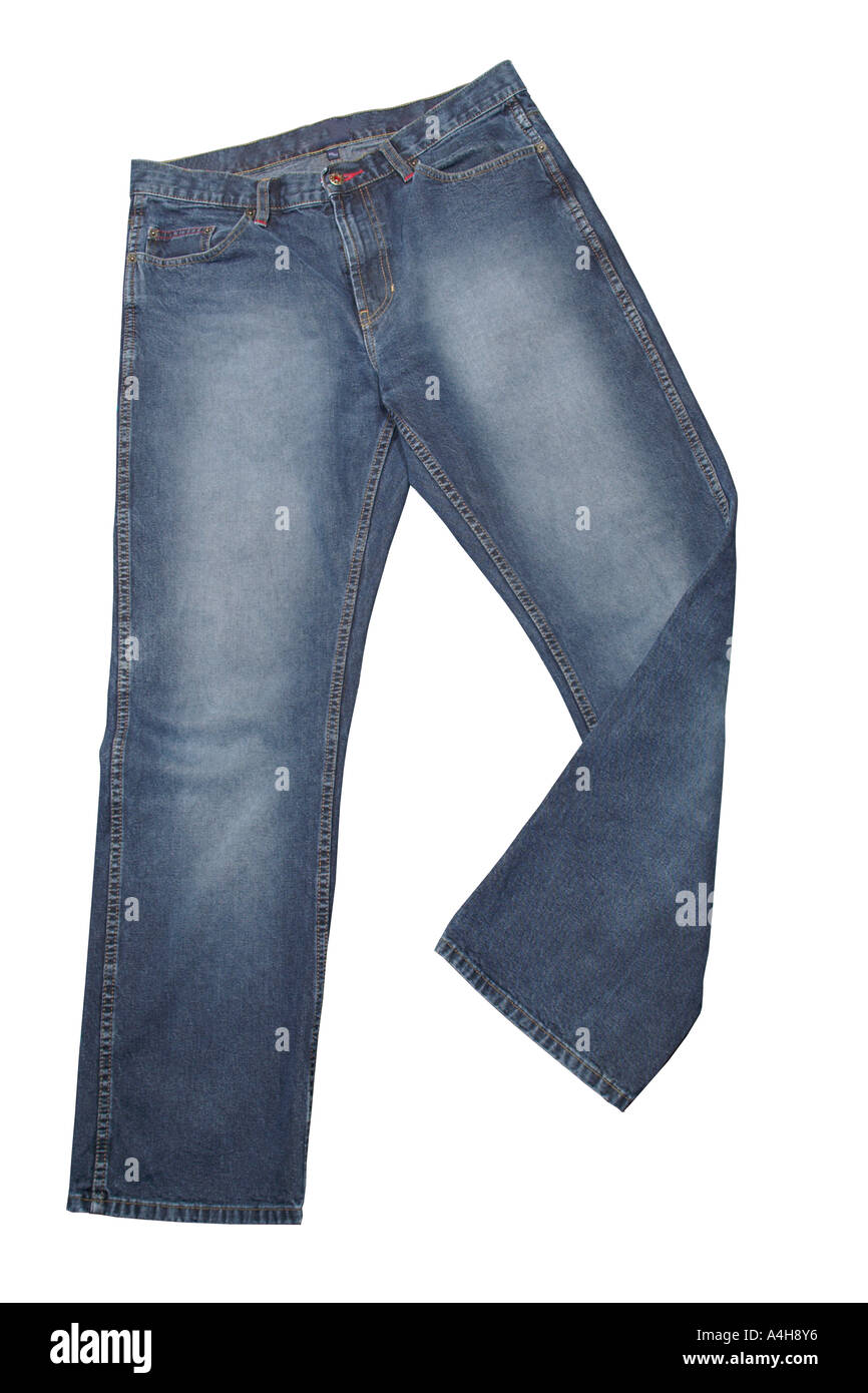 Distressed jeans blu Foto Stock