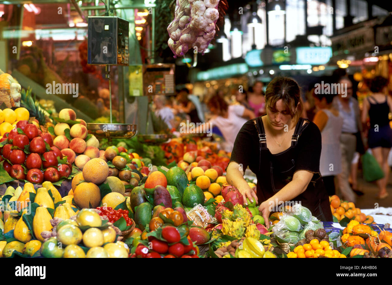 Il Mercat de la Boqueria BARCELLONA SPAGNA Foto Stock