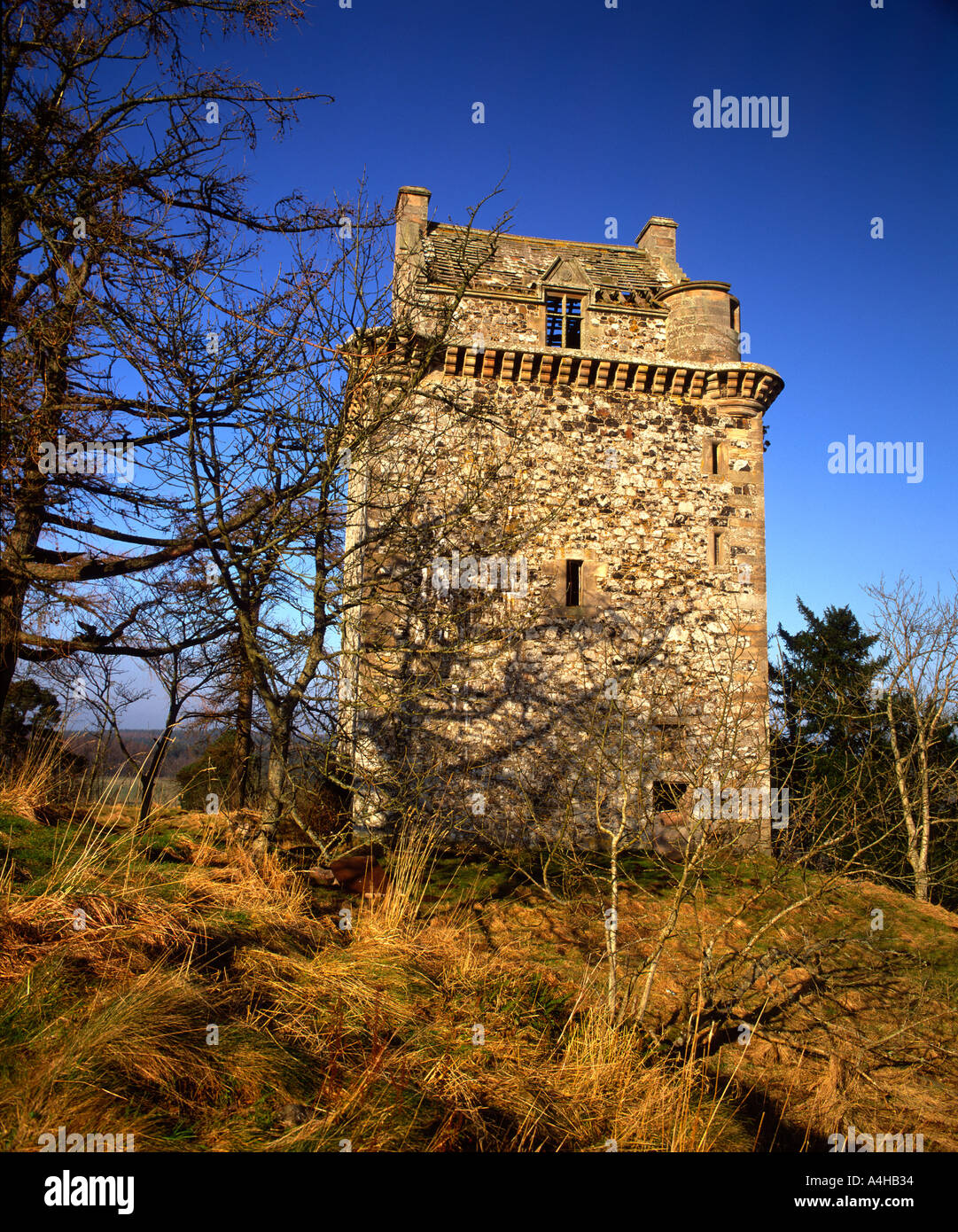 Il castello di Fatlips, Minto dirupi, Scottish Borders Foto Stock