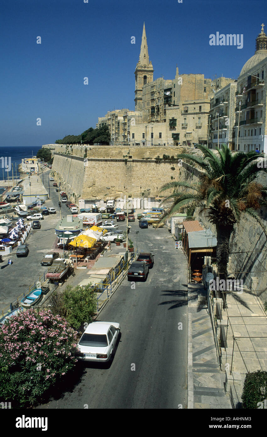 Vista di San Salvatore bastione, Valletta, La Valletta, Malta Foto Stock