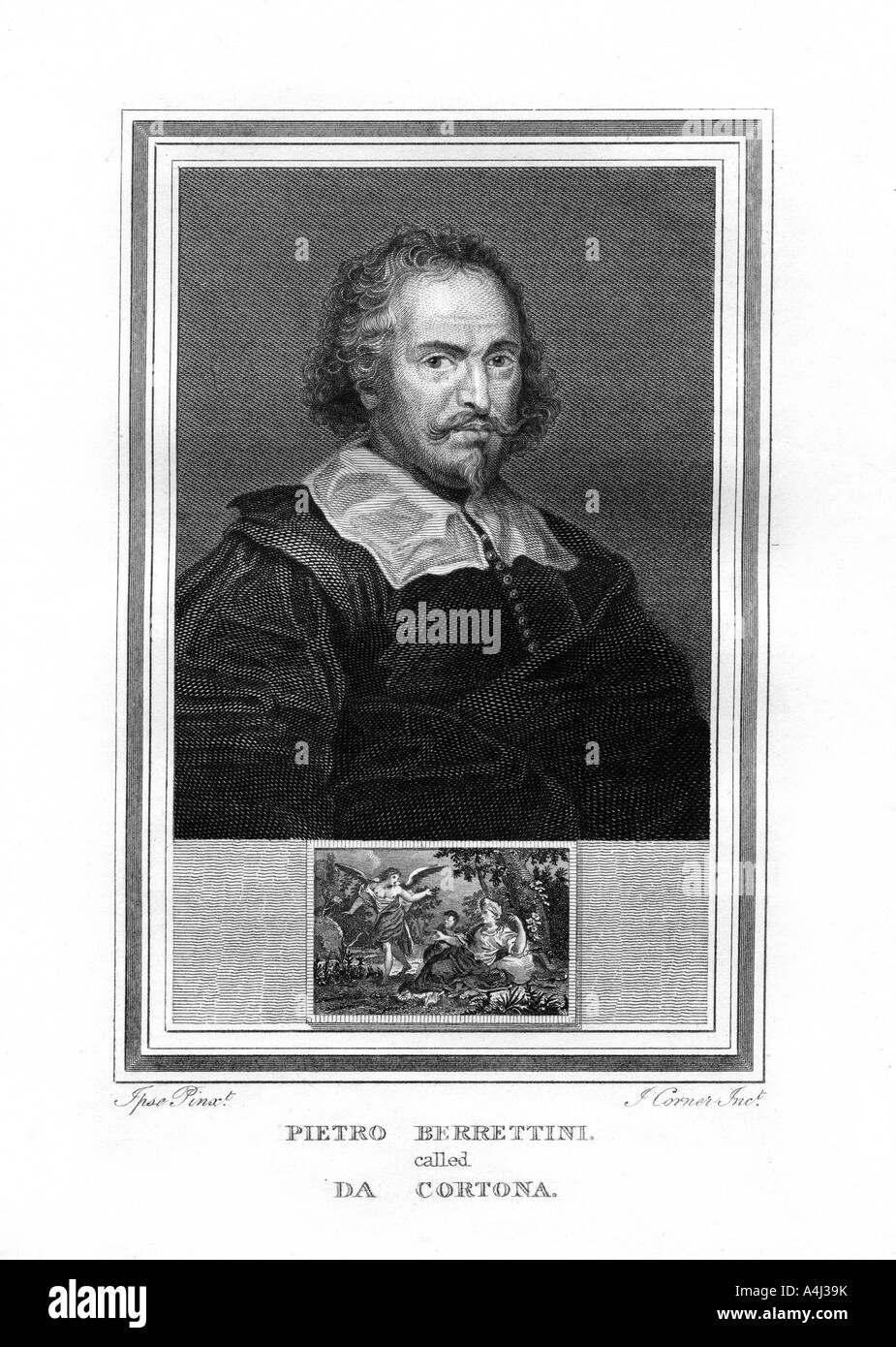 Pietro da Cortona, Barocco italiano era pittore, (1825).Artista: Giovanni Corner Foto Stock