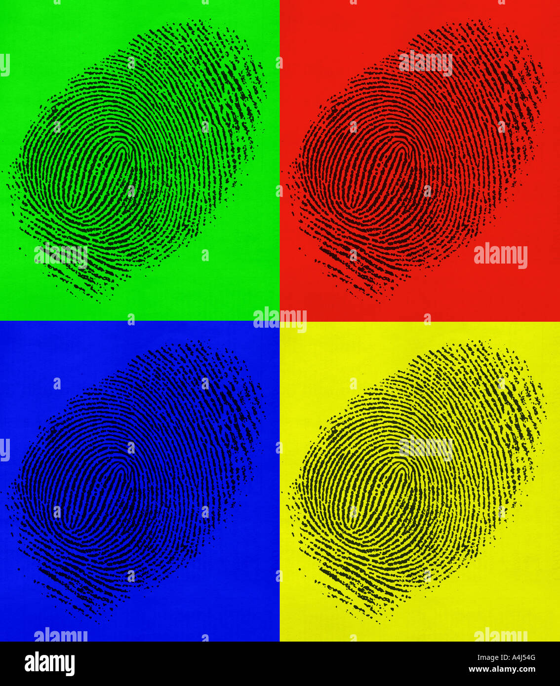 Multi vista colorate di una impronta digitale Foto Stock