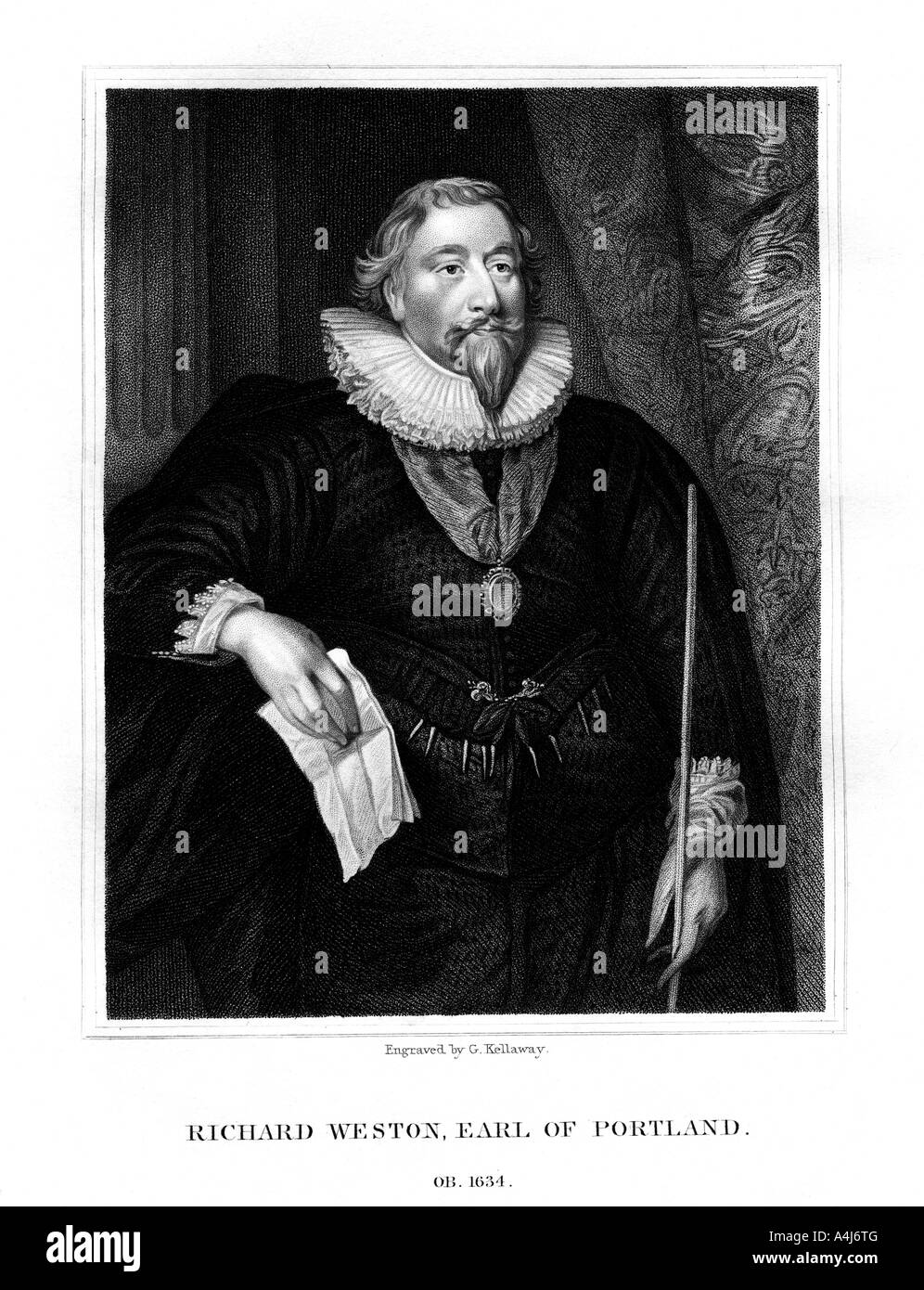 Richard Weston, 1° Conte di Portland, (1825).Artista: G Kellaway Foto Stock