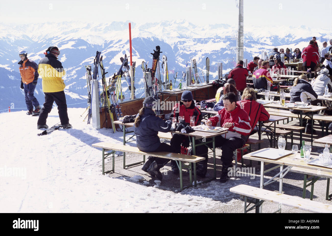 Mountain top café nelle Alpi austriache Foto Stock
