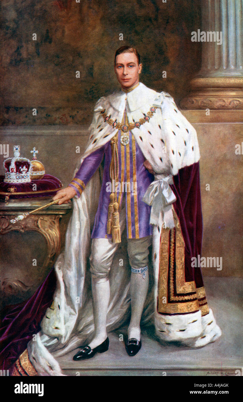 Re Giorgio VI di incoronazione di accappatoi, 1937.Artista: Albert Henry Collings Foto Stock