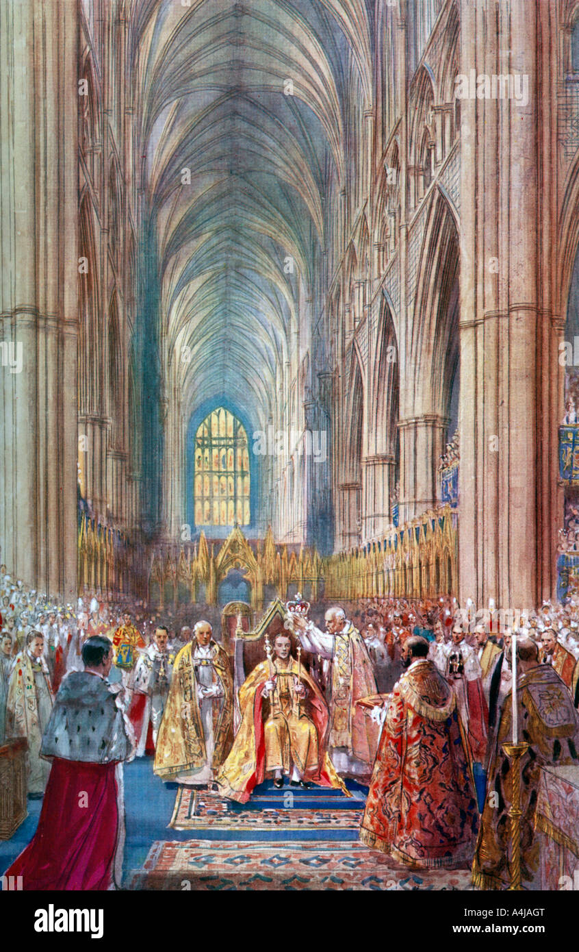 "L'atto di incoronazione', George VI della cerimonia di incoronazione, l'Abbazia di Westminster, Londra, 12 Maggio 1937.Artista: Henry Charles Brewer Foto Stock