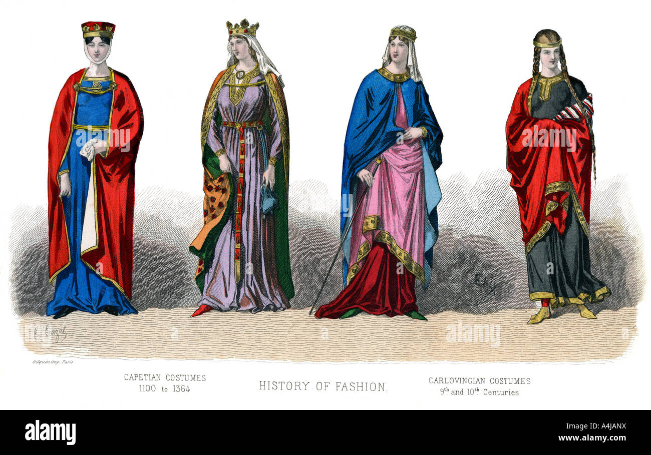 Costume francese: Capetian, Carlovingian, (1882). Artista: sconosciuto Foto Stock