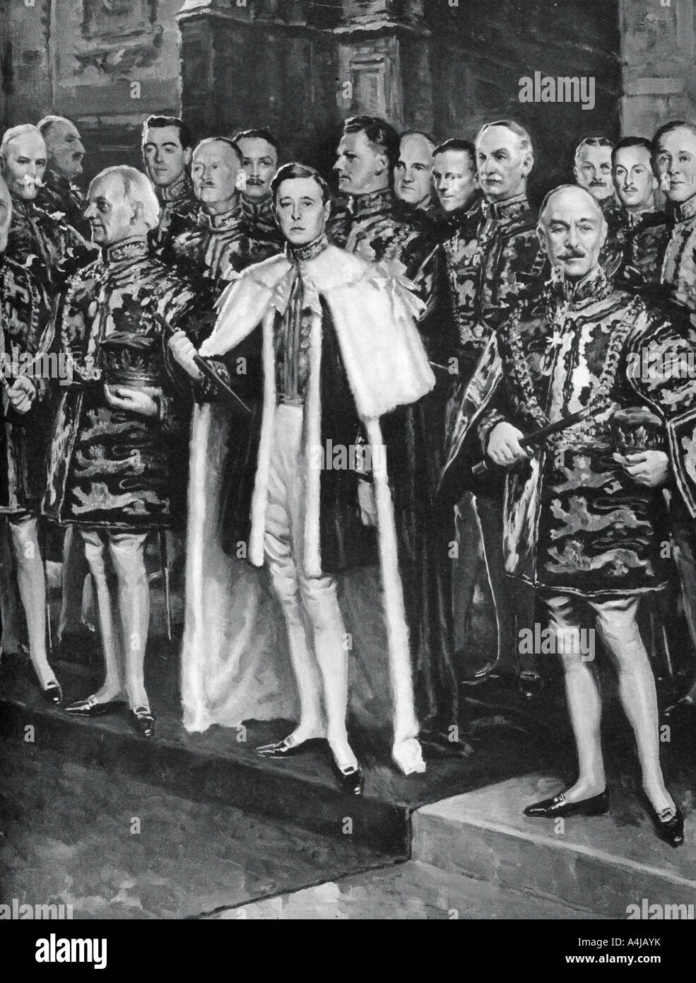 L'Earl Marshal, araldi e degli altri ufficiali dei bracci, incoronazione di George VI, 12 Maggio 1937.Artista: W Smithson Broadhead Foto Stock
