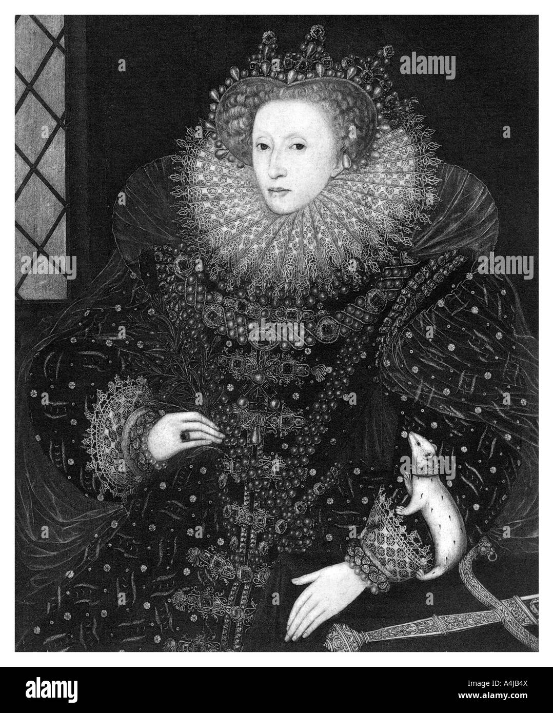 Queen Elizabeth, l'ermellino ritratto, 1585, (1896).Artista: Nicholas Hilliard Foto Stock