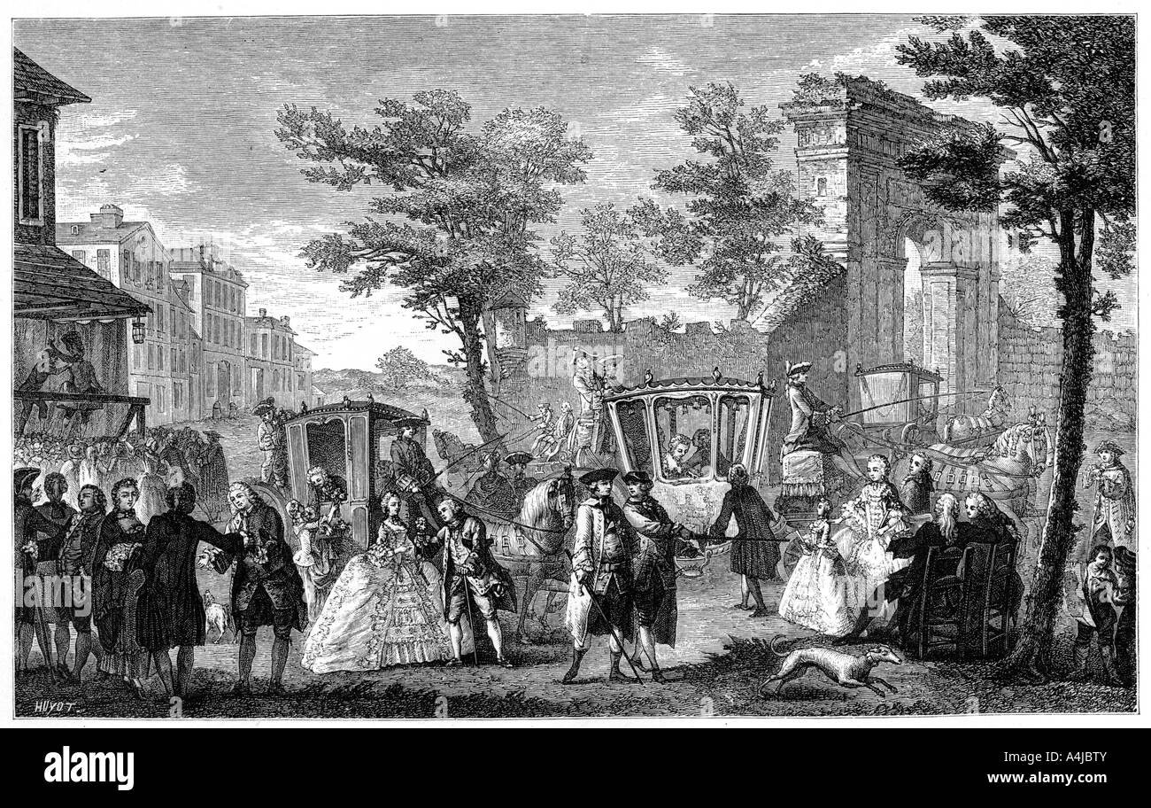 Ritratto di moda francese, (1885).Artista: Augustin de Saint-Aubin Foto Stock