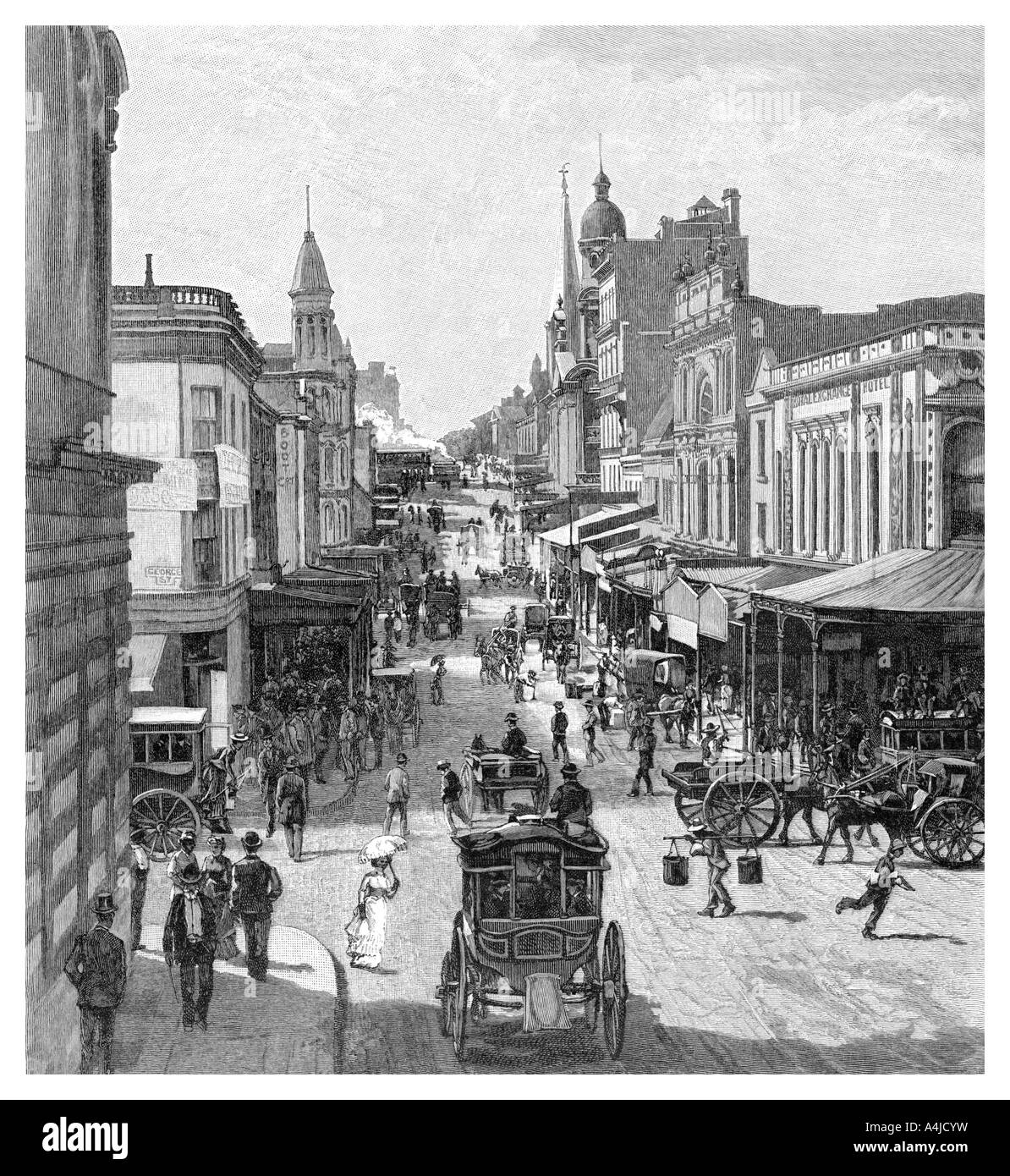 King Street, Sydney, Nuovo Galles del Sud, Australia, 1886.Artista: JR Ashton Foto Stock