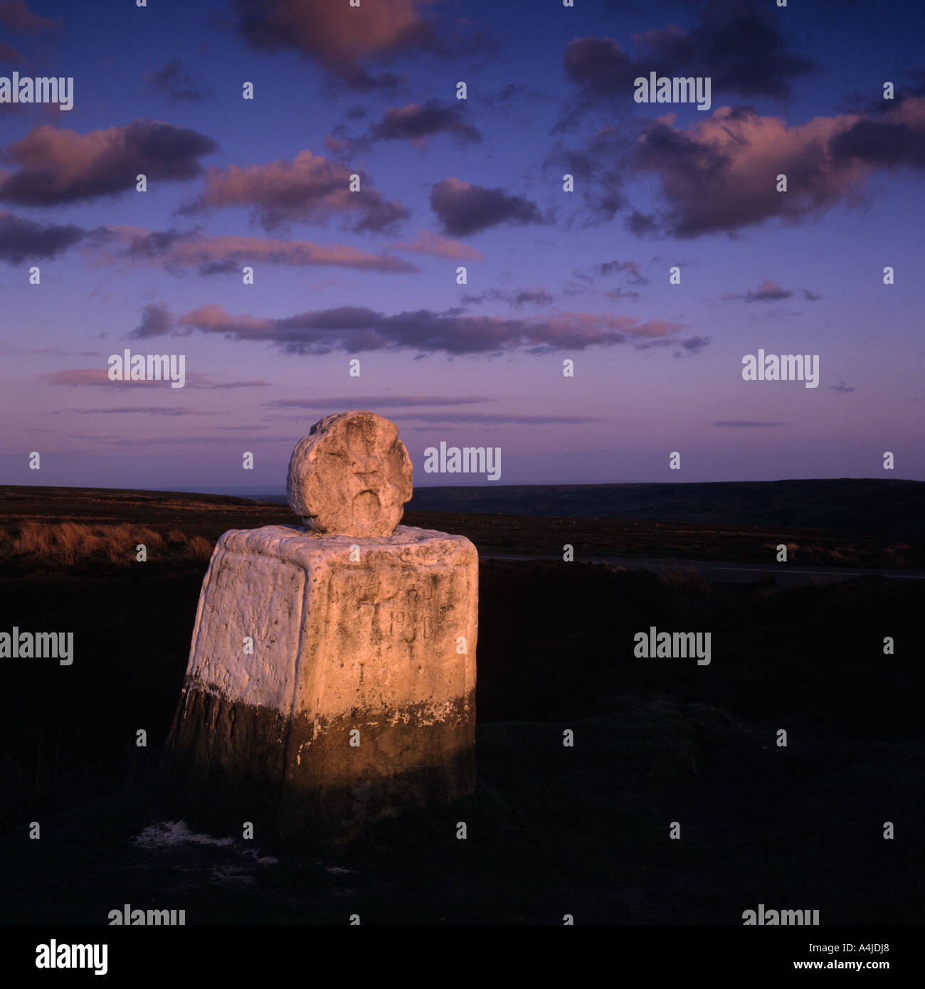 Standing pietra conosciuta come Fat Betty, North Yorkshire Moors National Park, Inghilterra. Foto Stock