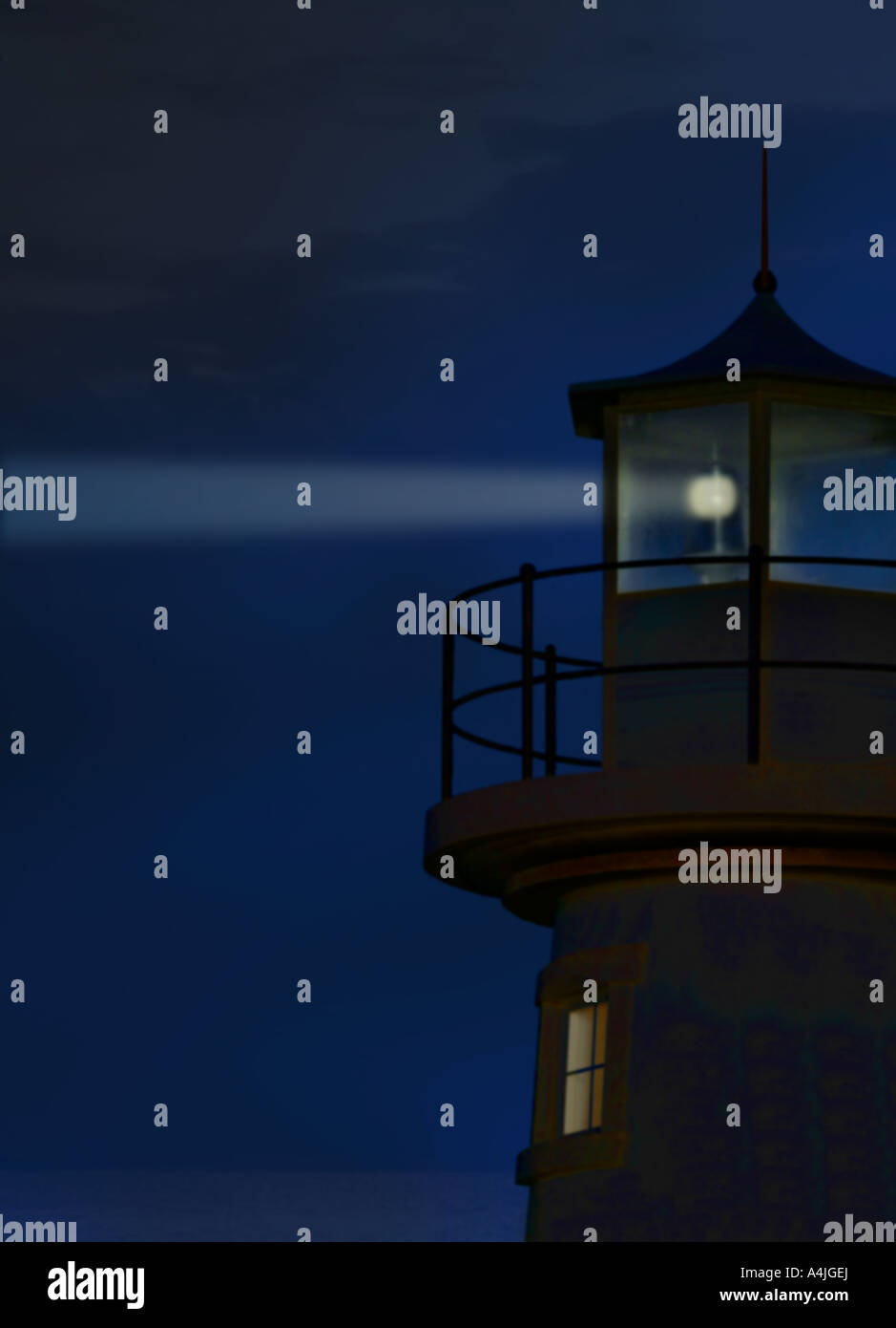 Parte superiore del faro di avvertimento che mostra il fascio di luce Foto Stock