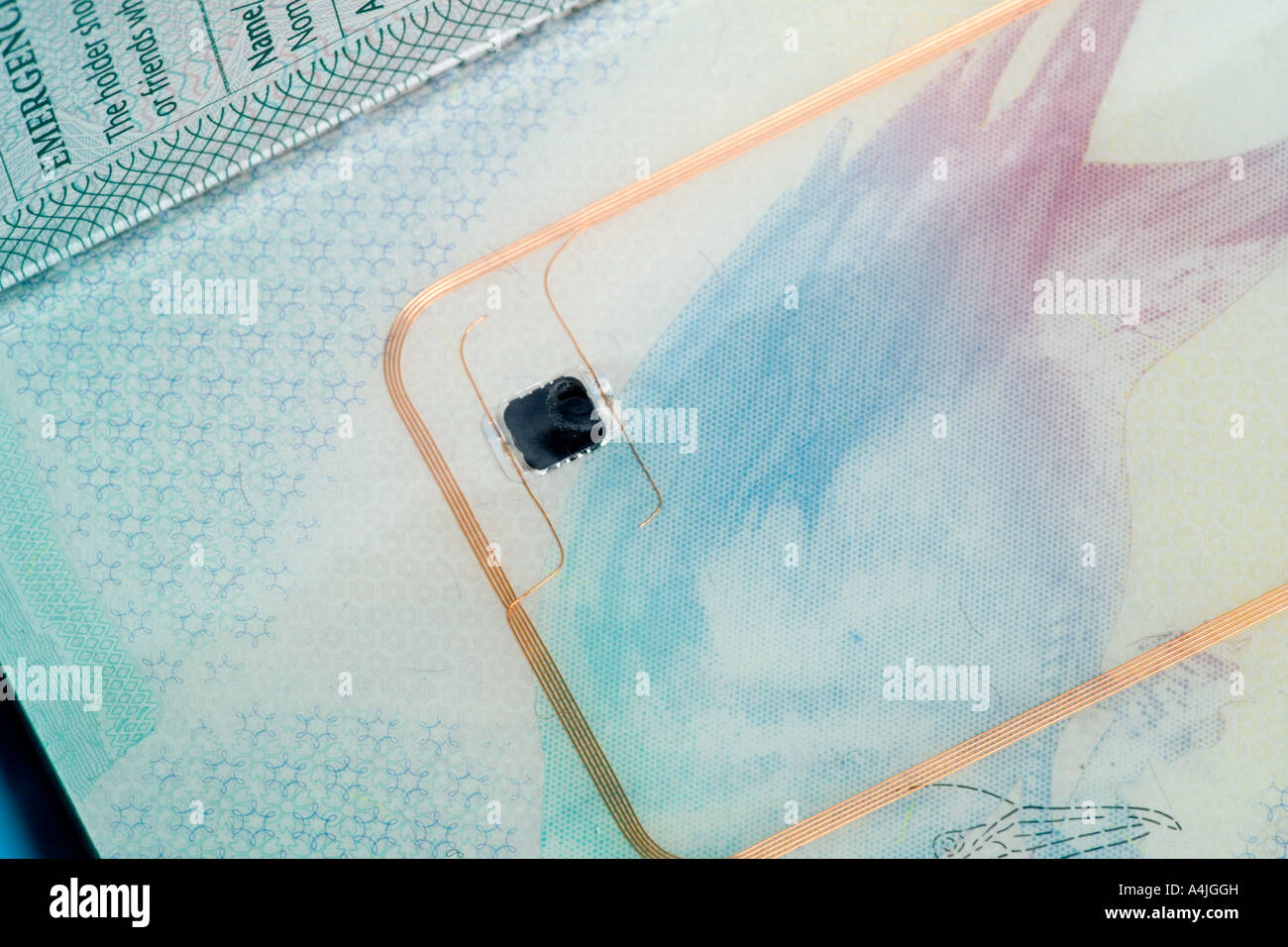 2007 Nuovo stile passaporto britannico con chip biometrico Foto Stock