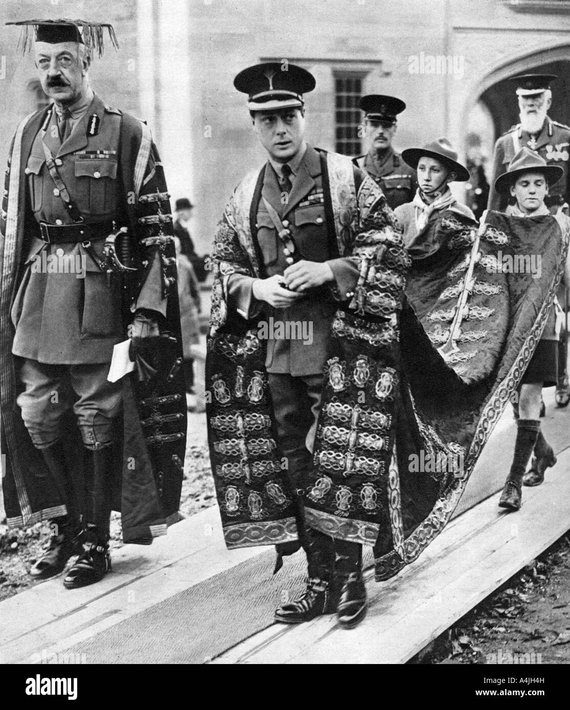 Il Principe di Galles come cancelliere dell'Università del Galles, Bangor, 1923. Artista: sconosciuto Foto Stock