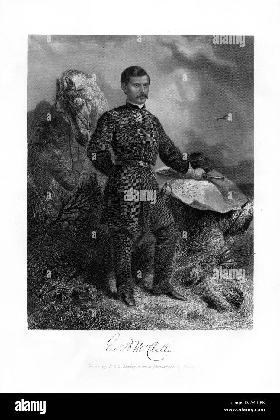 GB generale McClellan, Guerra civile americana generale maggiore, 1862-1867.Artista: Felix Ottavio Carr Darley Foto Stock