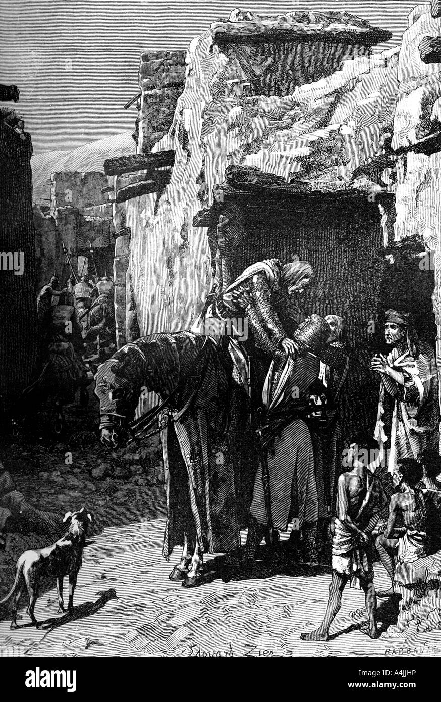 San Luigi, re di Francia in cerca di rifugio da parte dei saraceni, (1909). Artista: sconosciuto Foto Stock