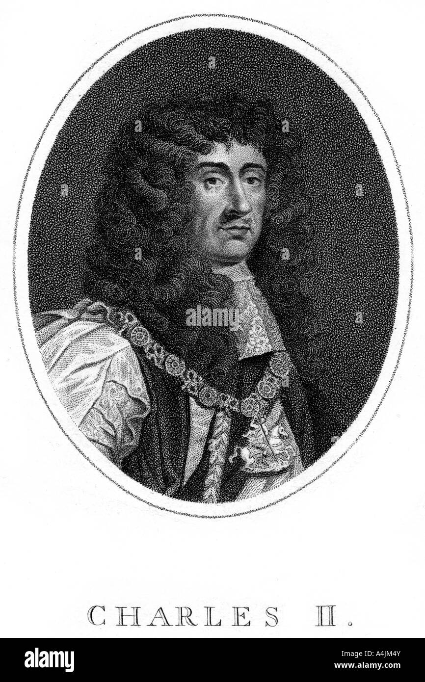 Carlo II, re d'Inghilterra, di Scozia e Irlanda, (xix secolo). Artista: sconosciuto Foto Stock