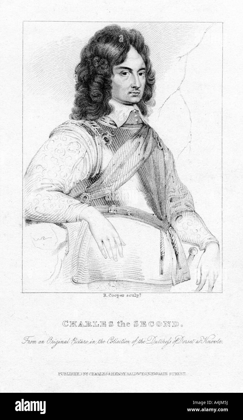 Carlo II, re d'Inghilterra, di Scozia e Irlanda, (xix secolo).Artista: R Cooper Foto Stock
