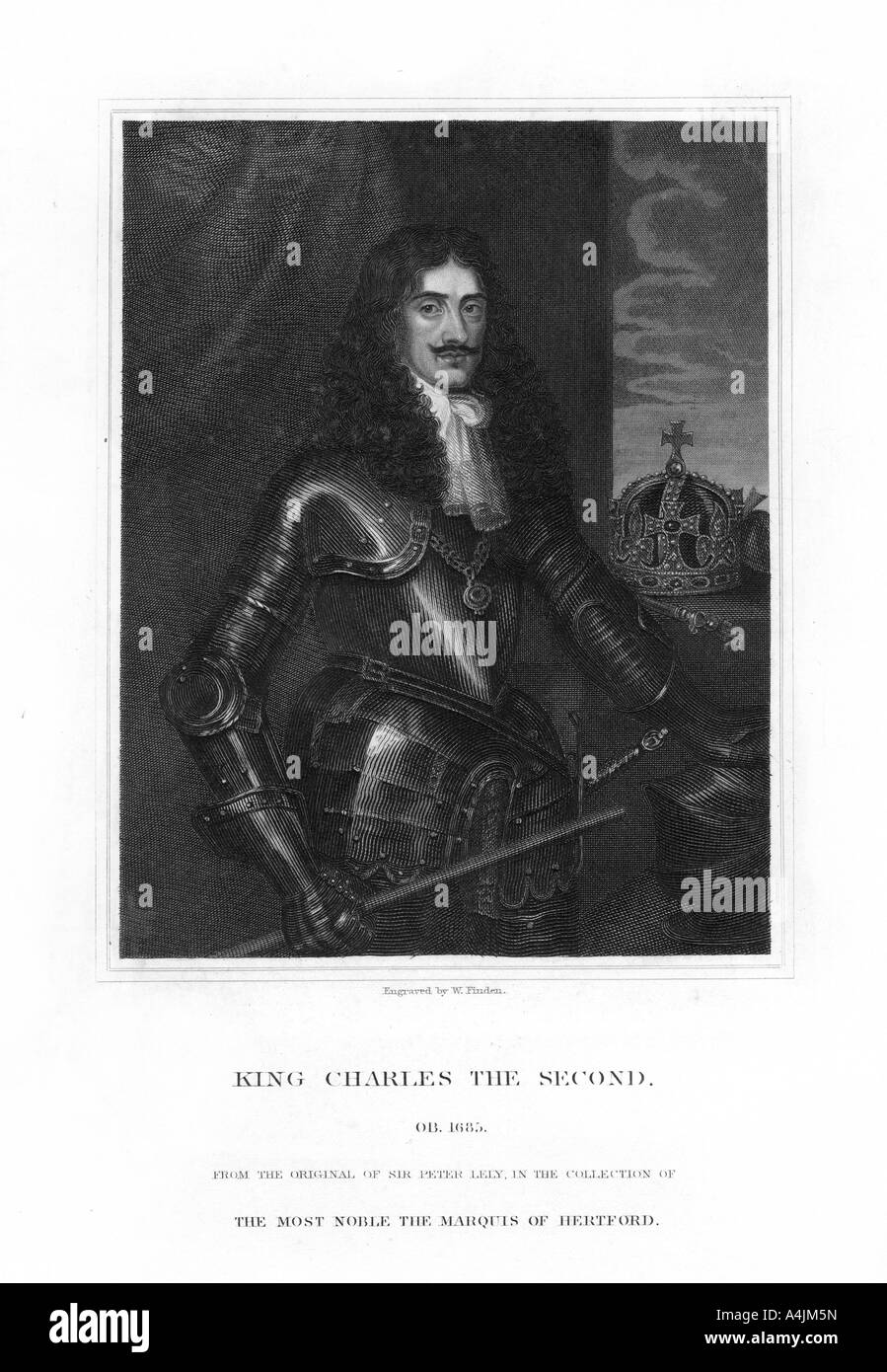 Carlo II, re d'Inghilterra, di Scozia e Irlanda, (xix secolo).Artista: William Finden Foto Stock