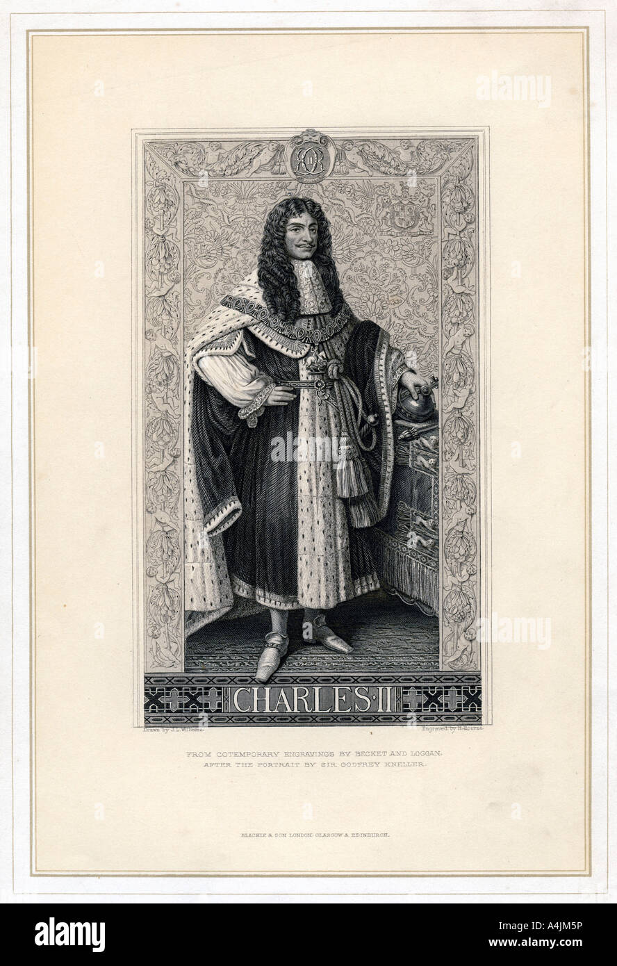 Carlo II, re d'Inghilterra, di Scozia e Irlanda, (xix secolo).Artista: Herbert Bourne Foto Stock
