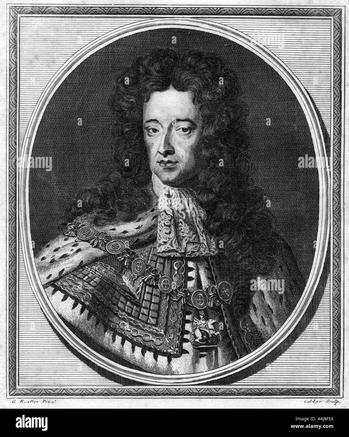 Guglielmo III, re d'Inghilterra, in Scozia e in Irlanda (1784).Artista: Giovanni Goldar Foto Stock