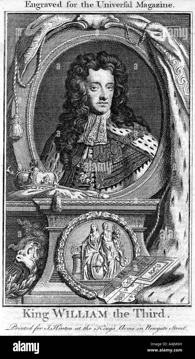 Guglielmo III, re d'Inghilterra, in Scozia e in Irlanda. Artista: sconosciuto Foto Stock