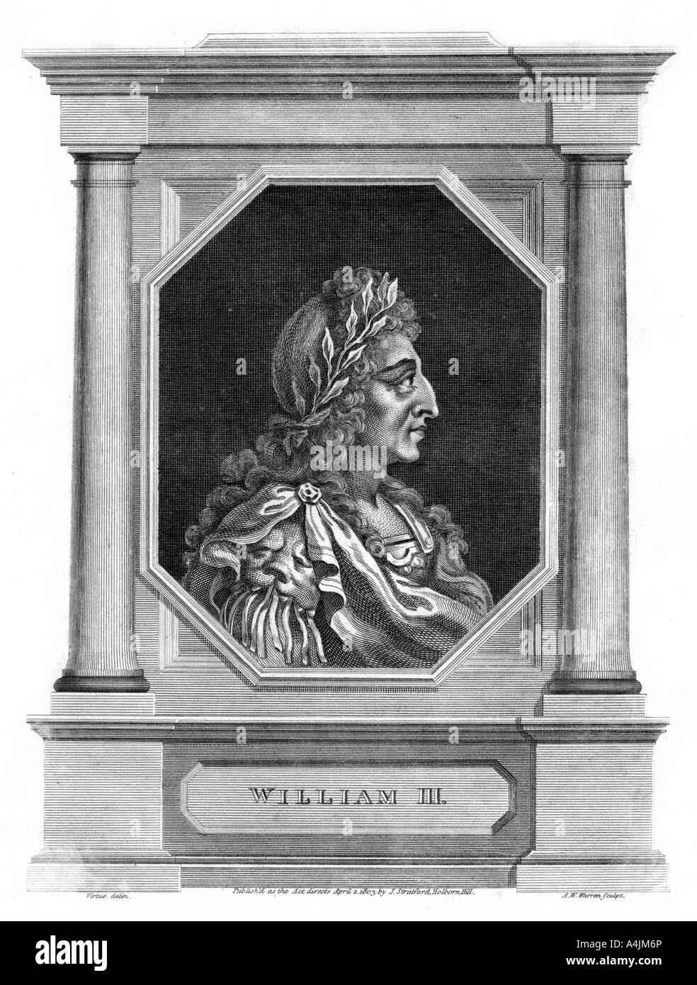 Guglielmo III, re d'Inghilterra, in Scozia e in Irlanda (1803).Artista: AW Warren Foto Stock