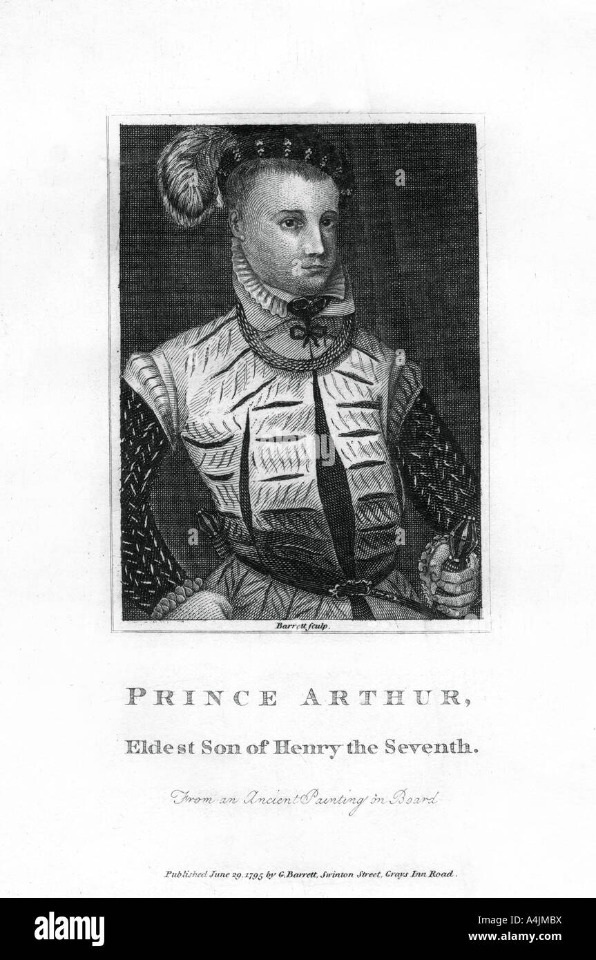 Il principe Arthur, Principe di Galles, figlio primogenito di Enrico VII (1795).Artista: Barrett Foto Stock
