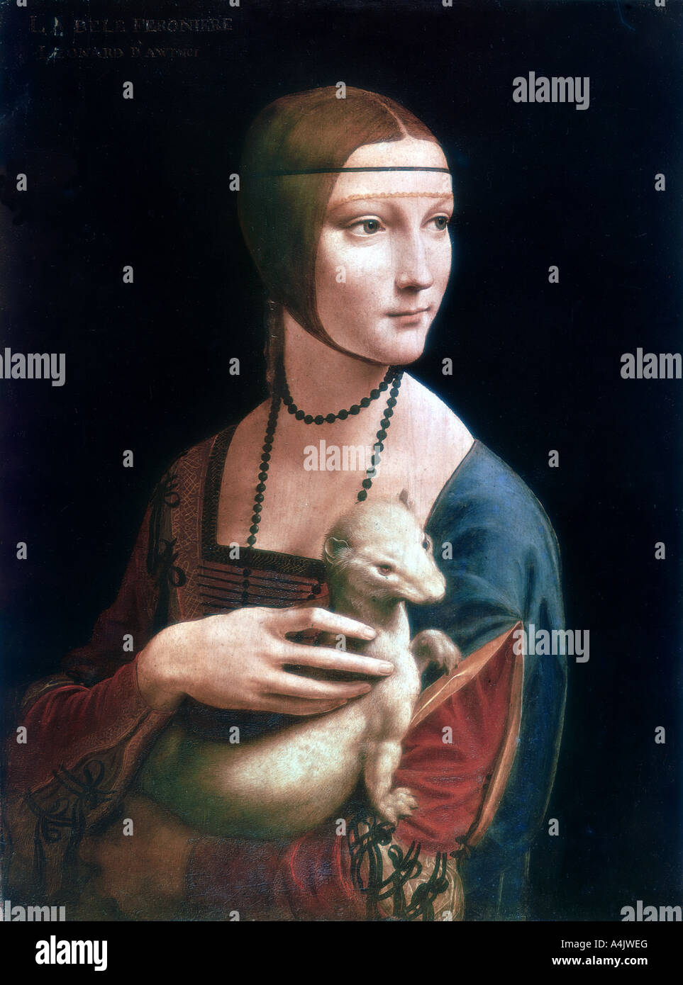 " Ritratto di Cecilia Gallerani, la Dama con l'ermellino', C1490. Artista: Leonardo da Vinci Foto Stock