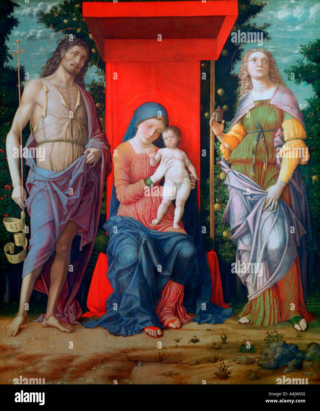 "La Vergine con il Bambino e i santi", c1490-1505. Artista: Andrea Mantegna Foto Stock