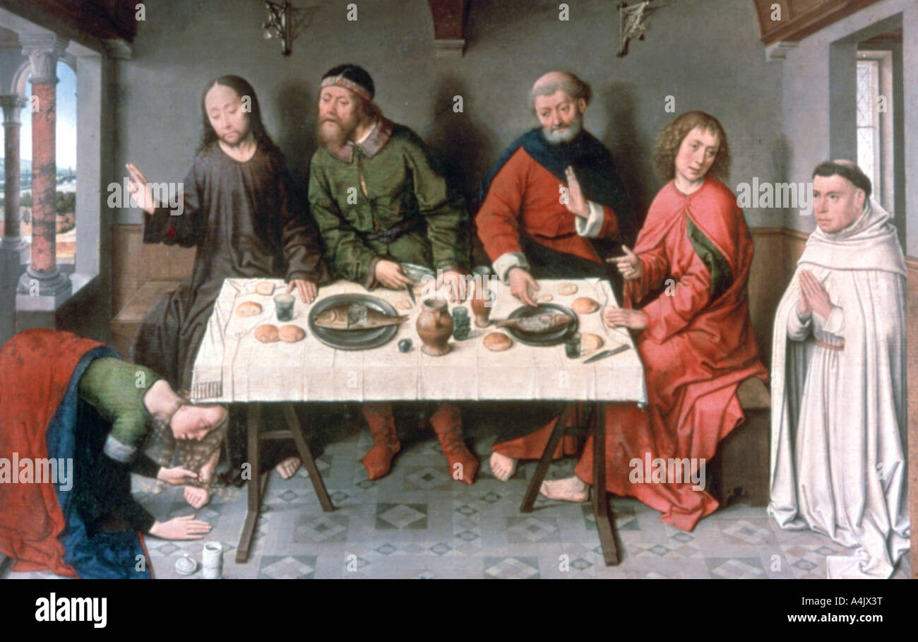 "Cristo nella casa di Simone", 1440's. Artista: combattimenti Dieric Foto Stock