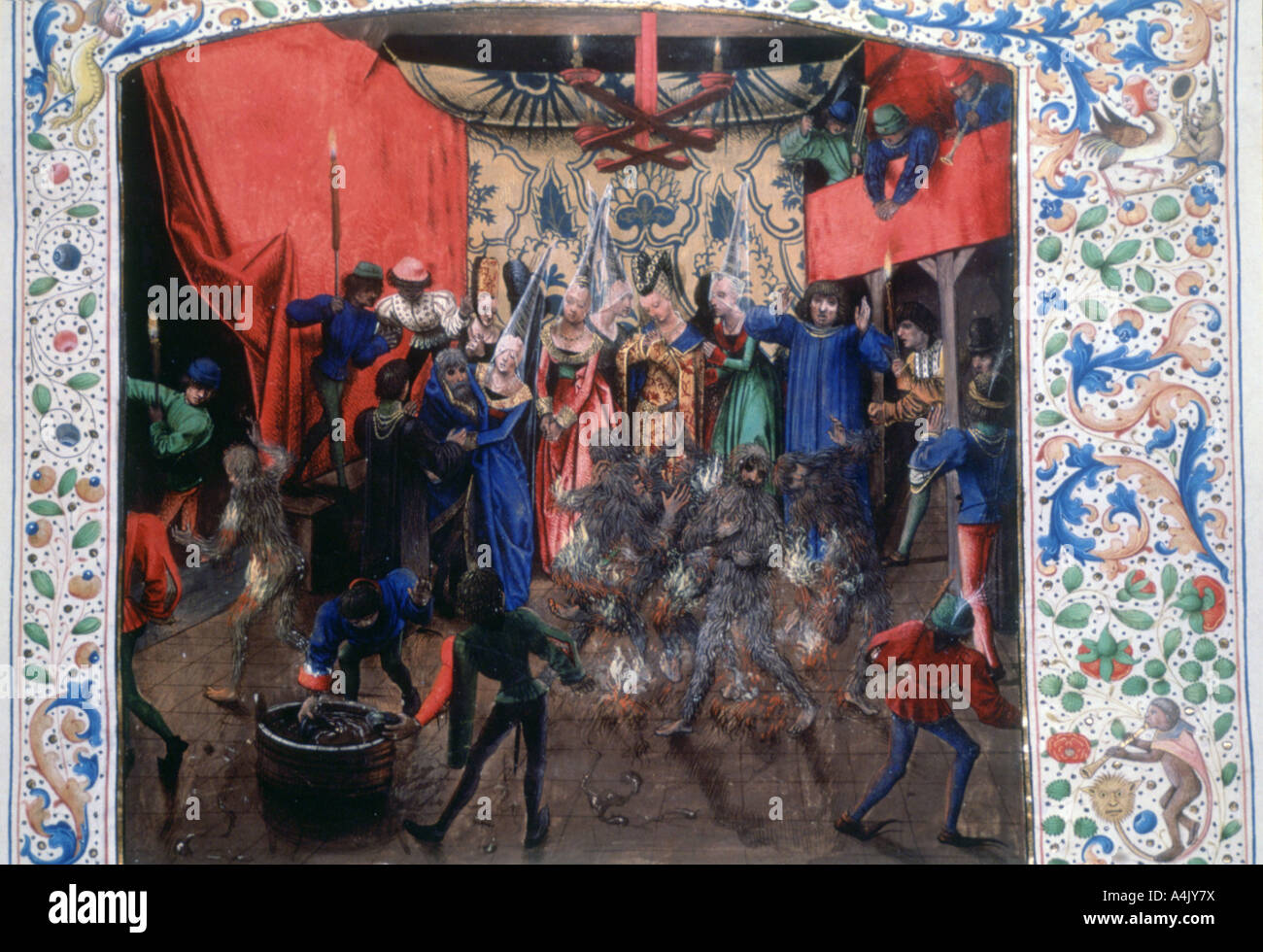 "Palla di bruciare gli uomini", 1393. (C1470). Artista: sconosciuto Foto Stock