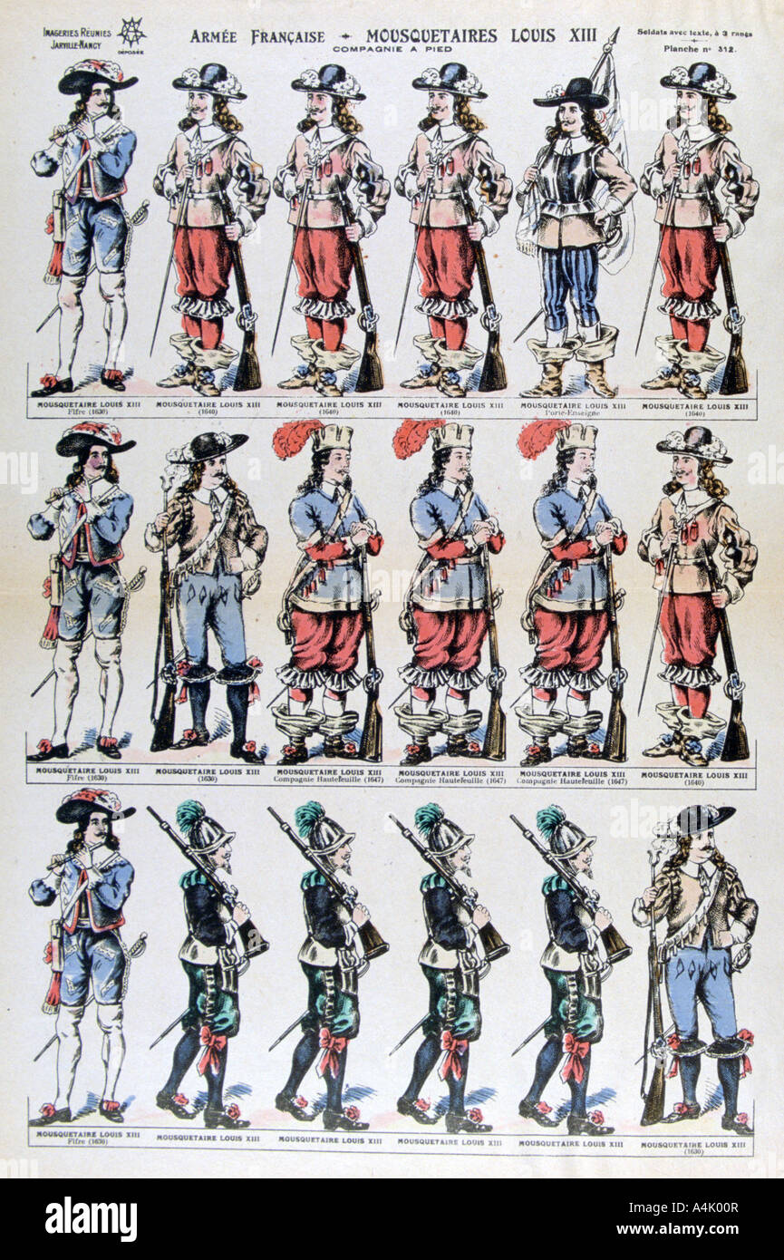 L esercito francese; moschettieri Luigi XIII e XVII secolo (XIX secolo). Artista: sconosciuto Foto Stock