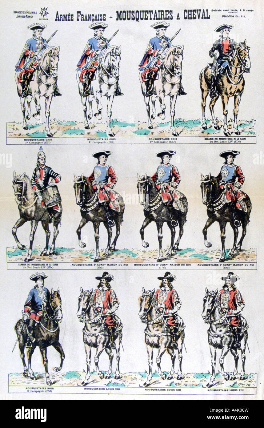 L esercito francese; montati moschettieri, xvii secolo (XIX secolo). Artista: sconosciuto Foto Stock