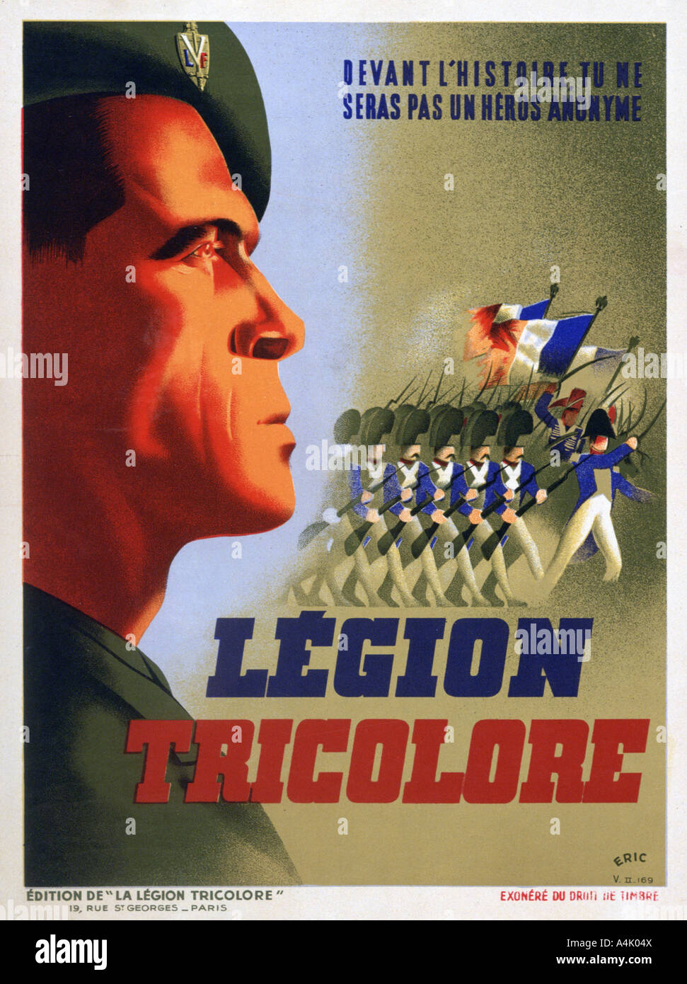 Poster di reclutamento per la Francia di Vichy Légion Tricolore 1942. Artista: Eric Foto Stock