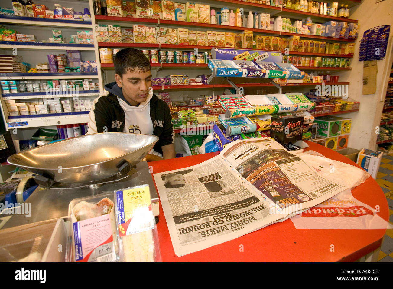 Angolo asiatici shop in Glodwick Oldham Foto Stock