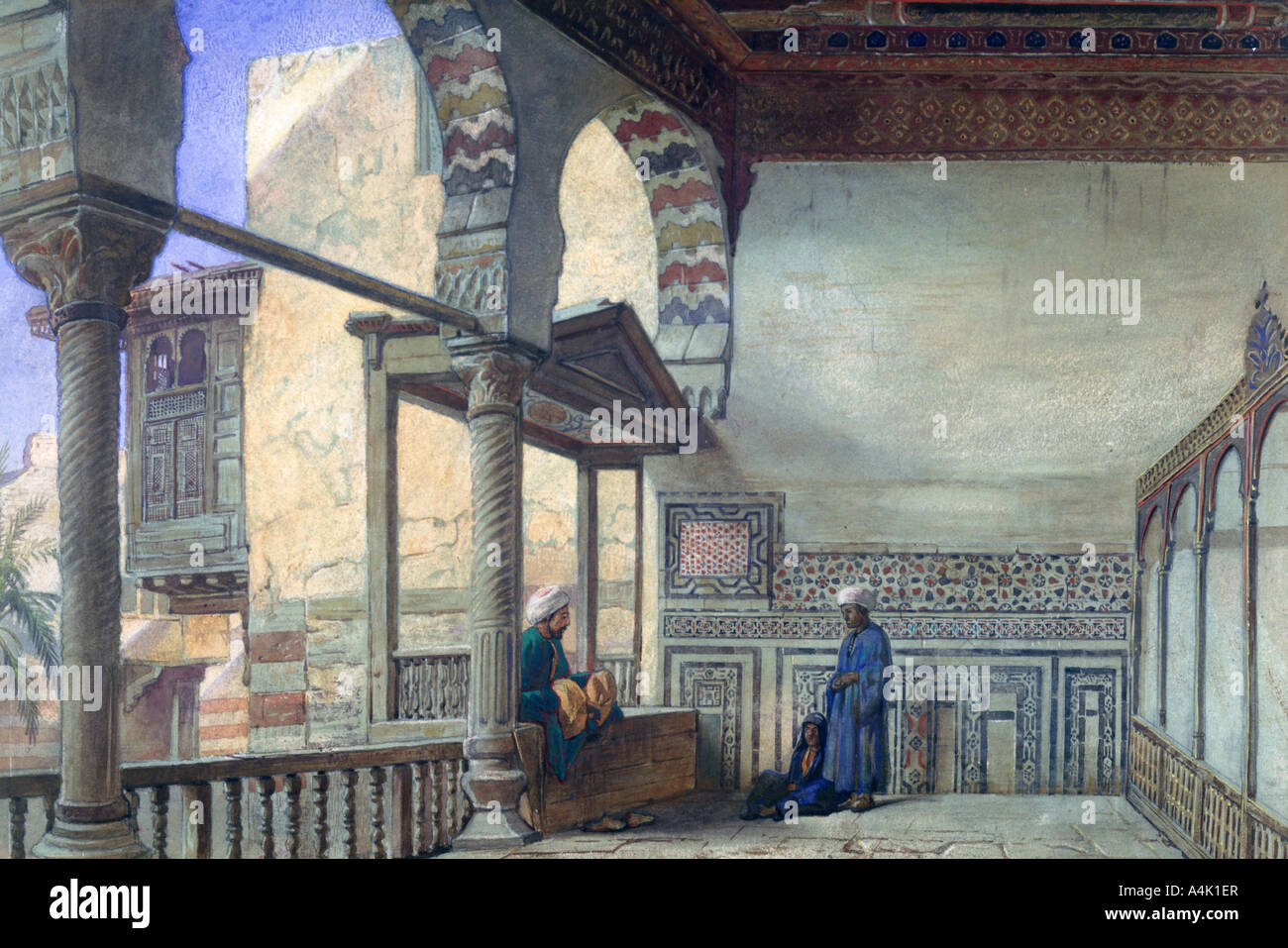 Loggia, Estate Reception, Memlook Radnau Bey's House, Cairo', 1870. Artista: Frank Dillon Foto Stock