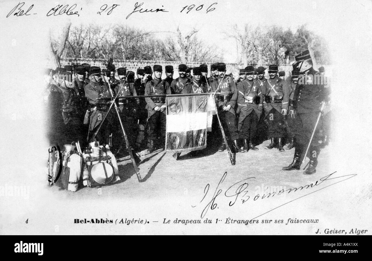 1° Reggimento della Legione Straniera francese, Sidi Bel Abbes, Algeria, 1906. Artista: J Geiser Foto Stock