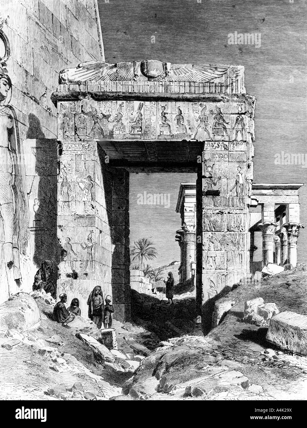 Un angolo del tempio di Iside", 1881. Artista: Zehrfeld Foto Stock